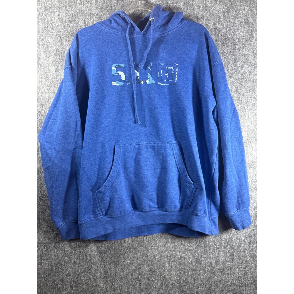 5.11 Tactical Men XL Blue Camo Logo Pullover Hoodie Kangaroo Pocket Cotton Blend